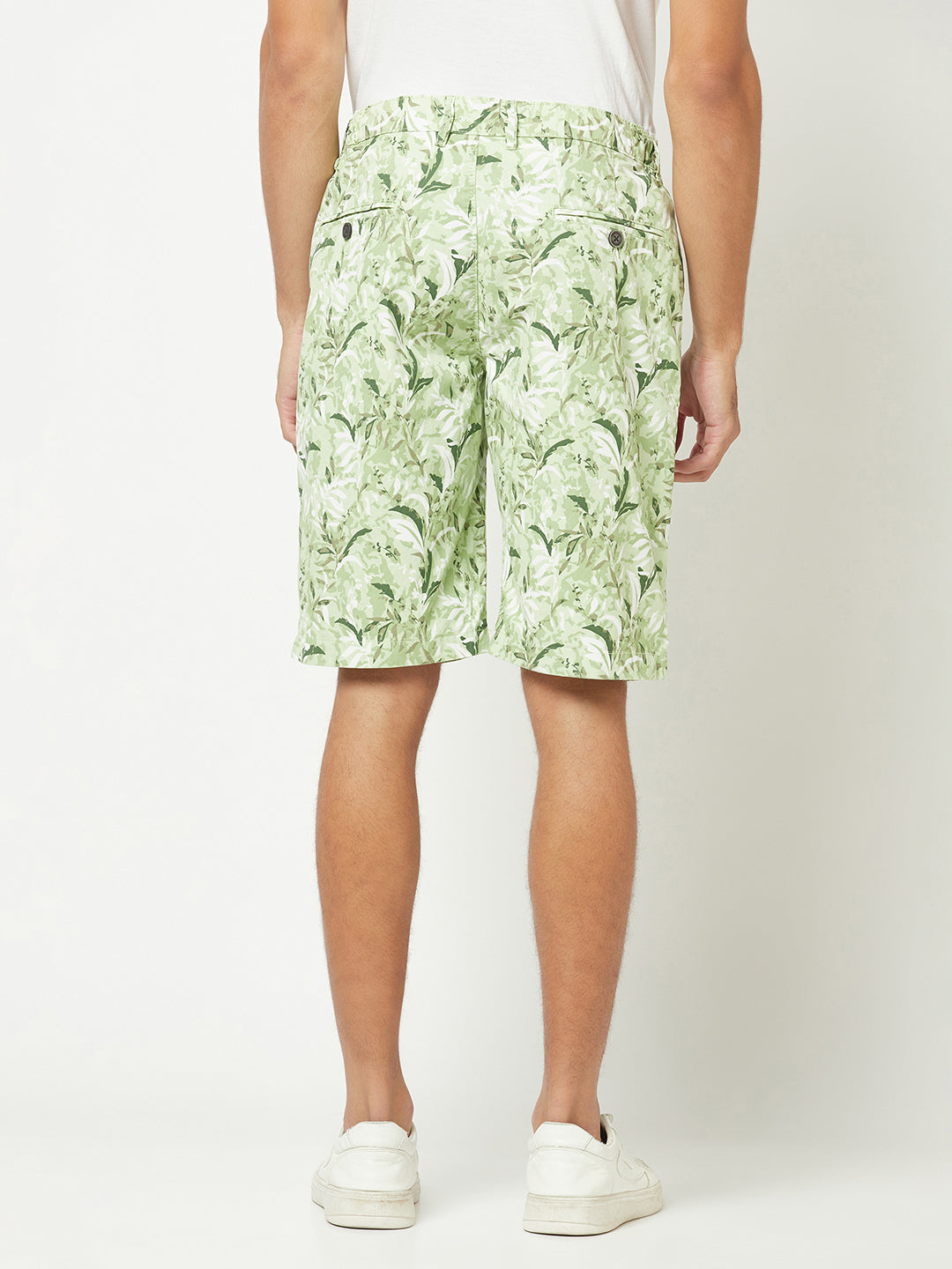  Light Green Floral Shorts 