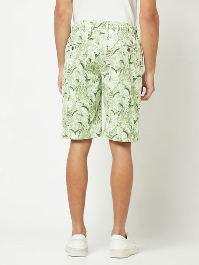  Light Green Floral Shorts 