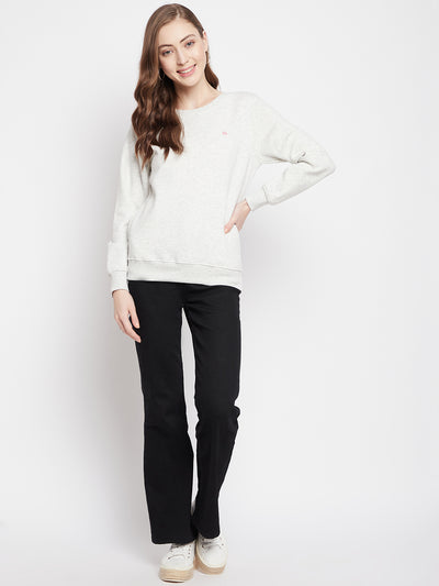 Off White Round Neck Sweatshirt - Women Sweatshirts