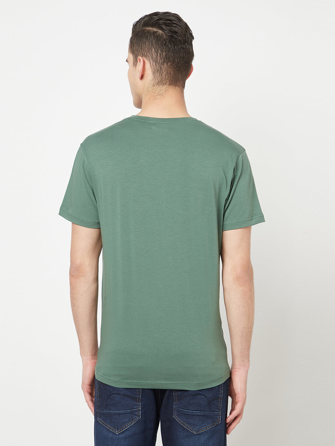 Green Printed Round Neck T-Shirt - Men T-Shirts