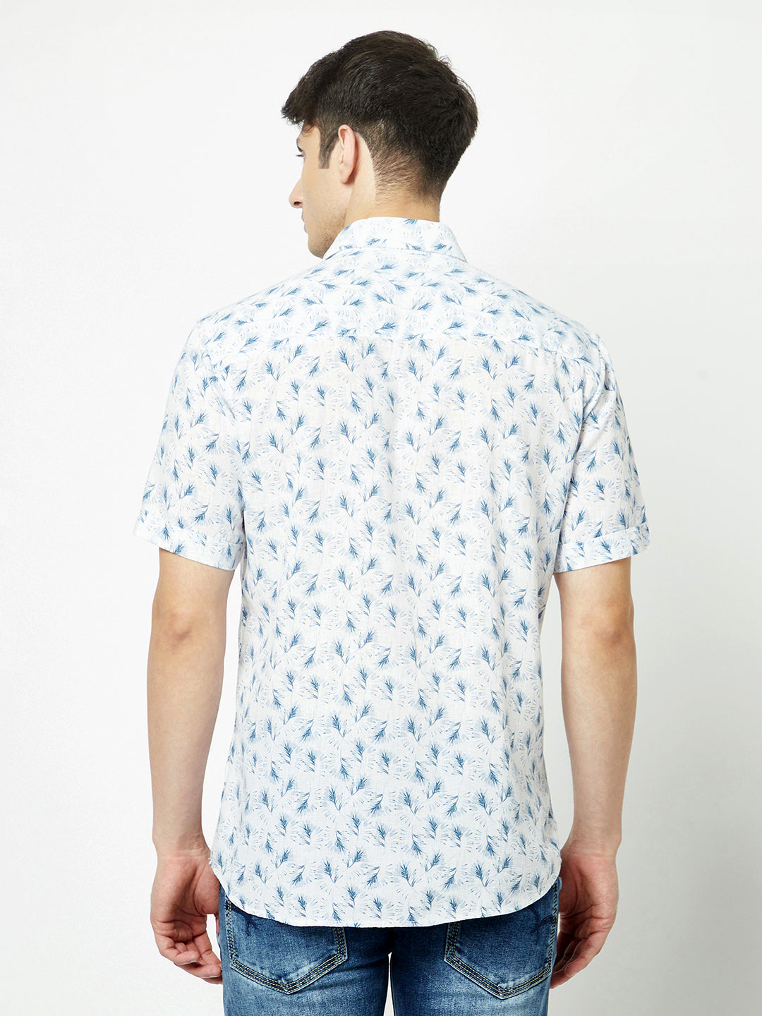  White-Blue Floral Shirt