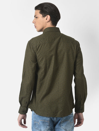 Floral Print Olive Green Shirt