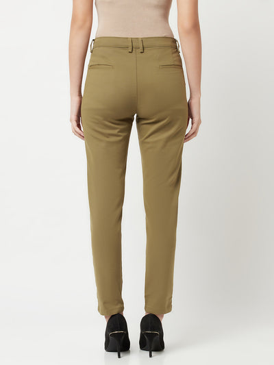 Moss Green Trousers-Women Trousers-Crimsoune Club