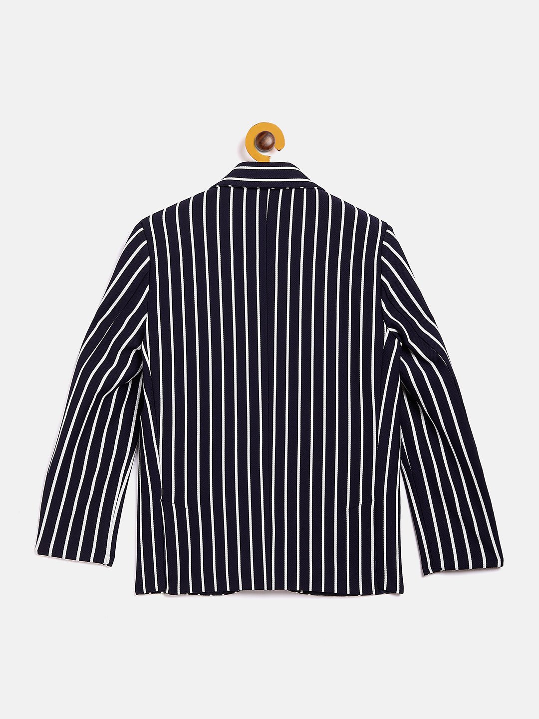 Navy Blue Striped Notched Lapel Blazer-Boys Blazer-Crimsoune Club