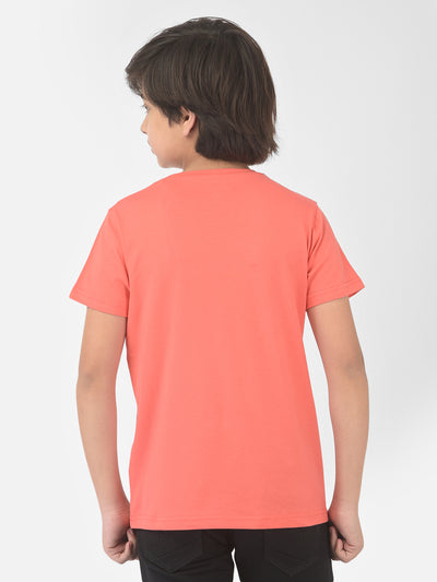 Pink Printed Round Neck T-shirt - Boys T-Shirts