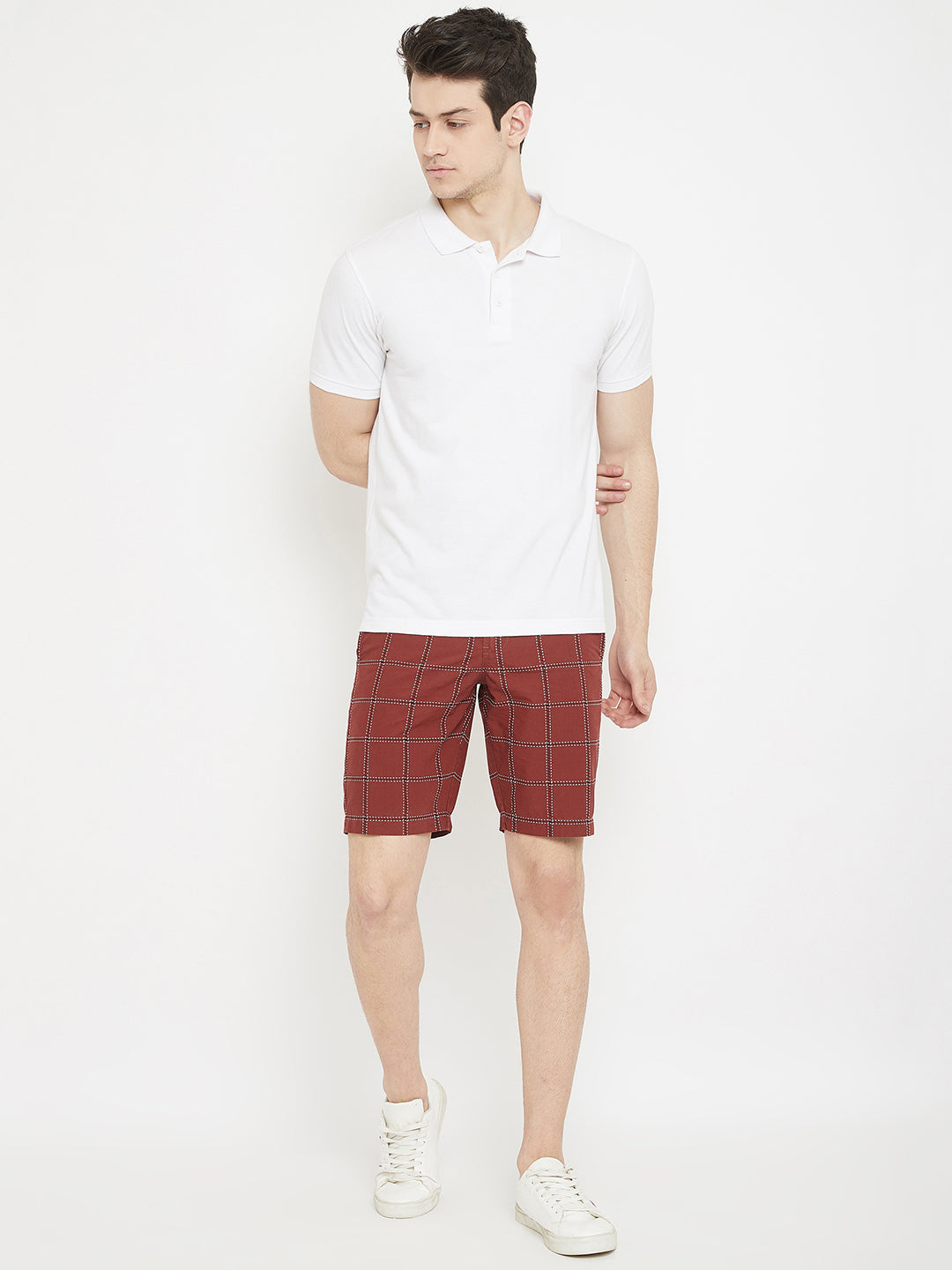 Maroon Checked shorts - Men Shorts