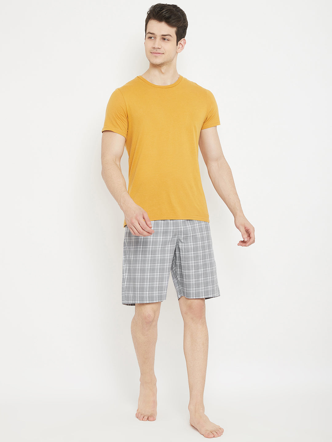 Grey Checked Lounge Shorts - Men Lounge Shorts