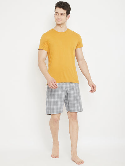 Grey Checked Lounge Shorts - Men Lounge Shorts