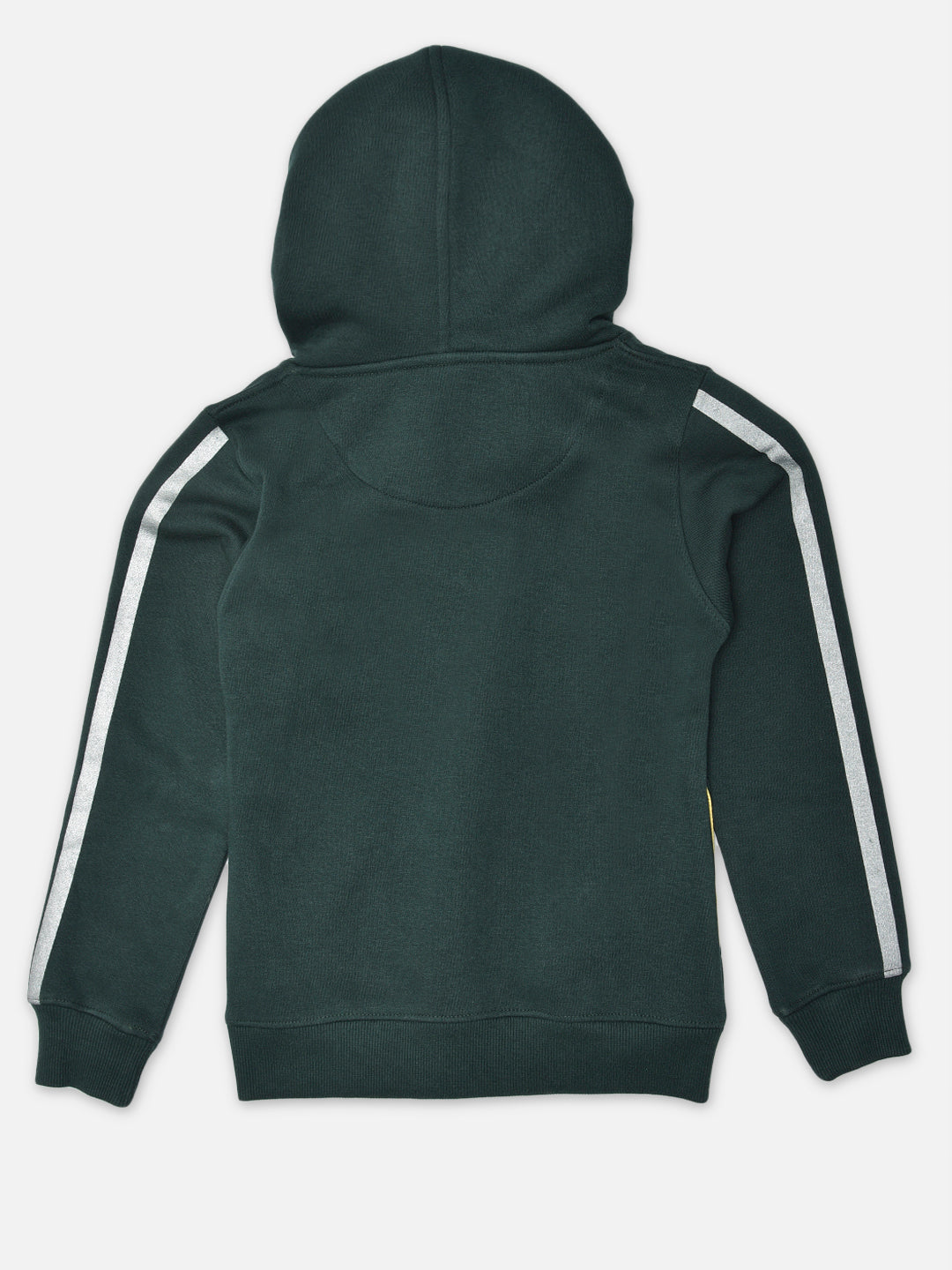 Green Printed Hooded Sweatshirt - Girls Sweatshirts