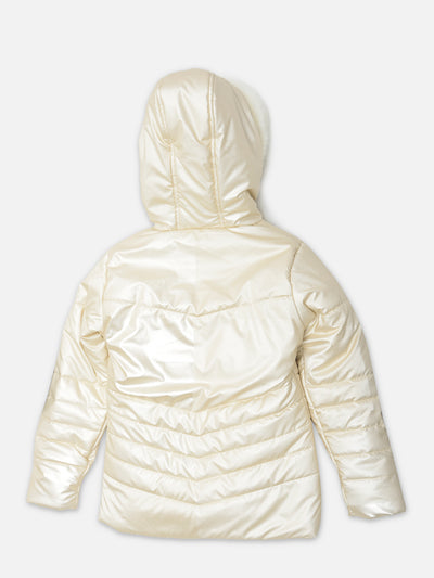 Cream Detachable Hood Jacket - Girls Jackets