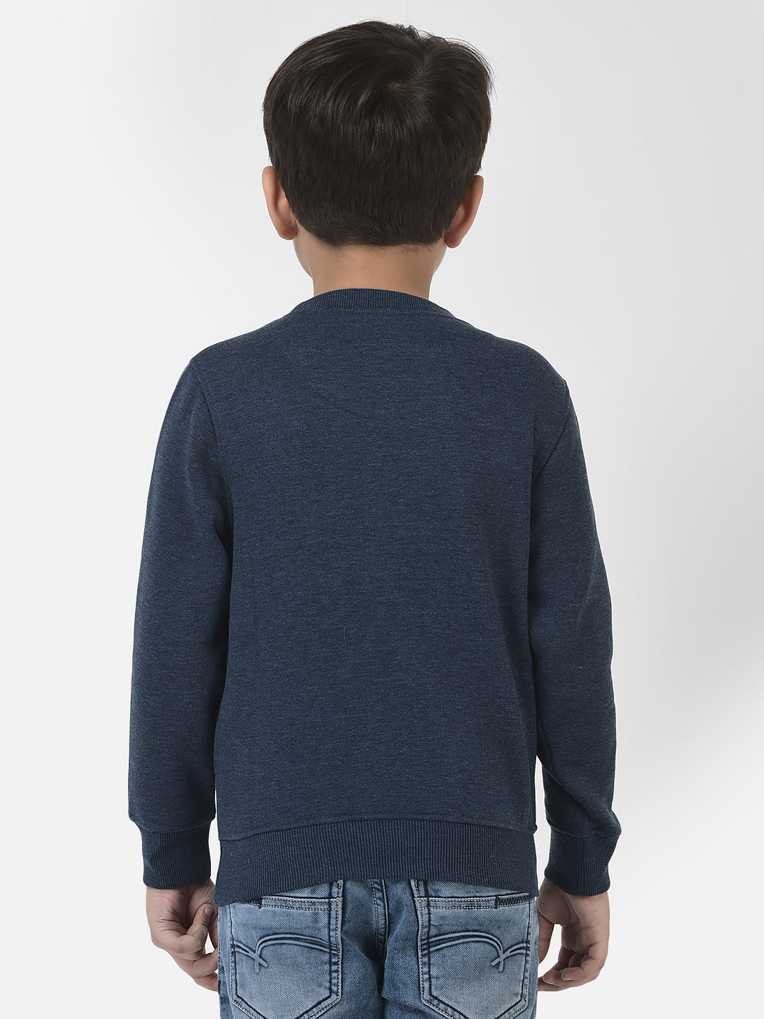 Navy Blue Logo-Block Sweatshirt in Pullover Style 