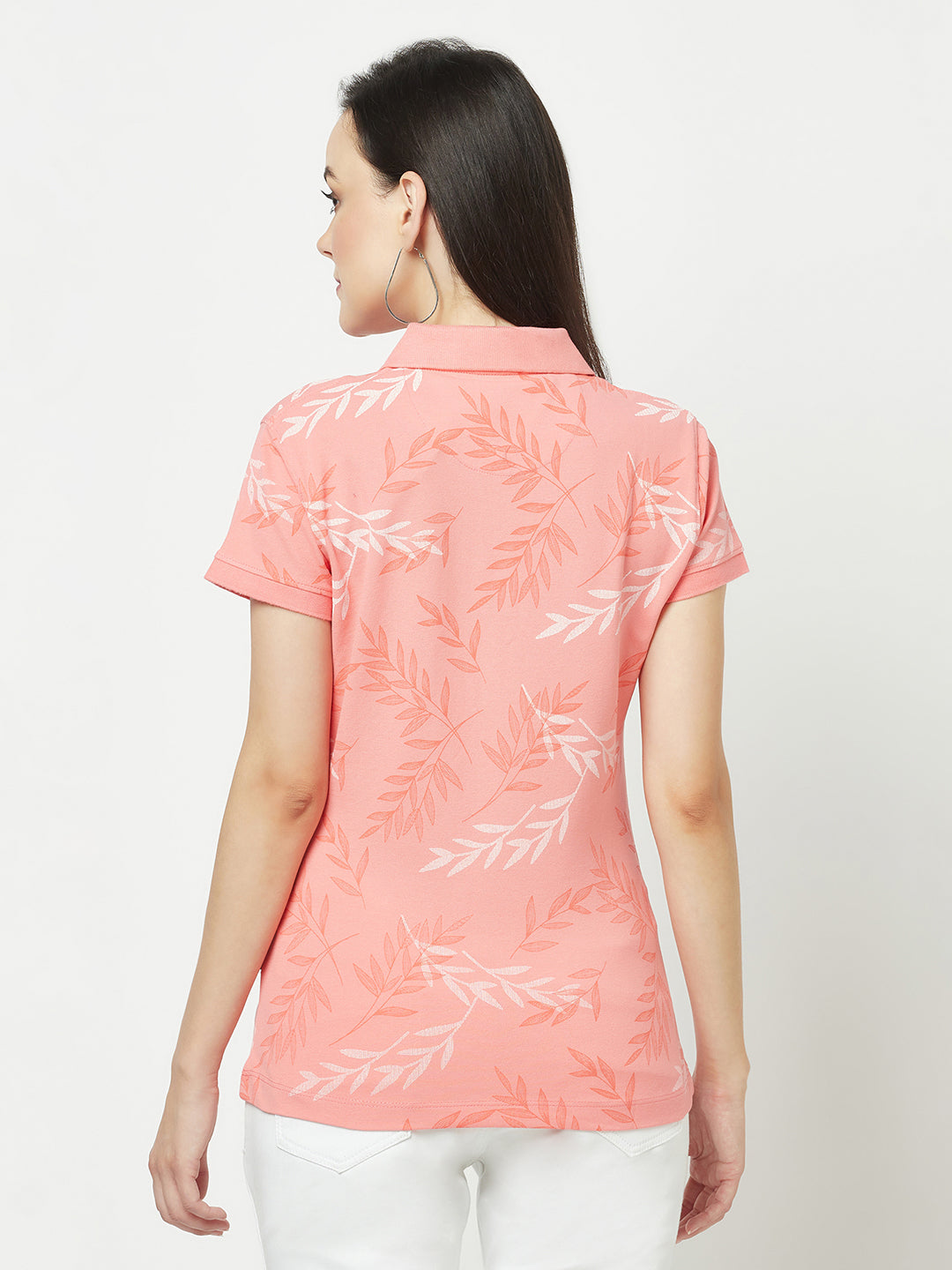  Coral Floral Polo T-Shirt