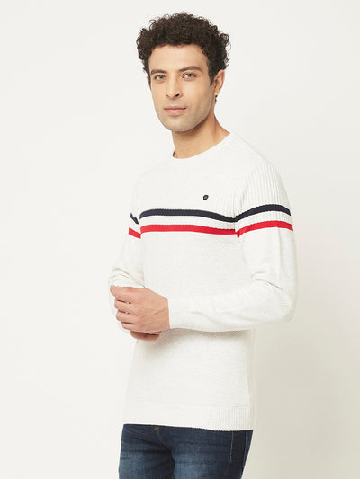 White Sweater in Pure Cotton-Men Sweaters-Crimsoune Club