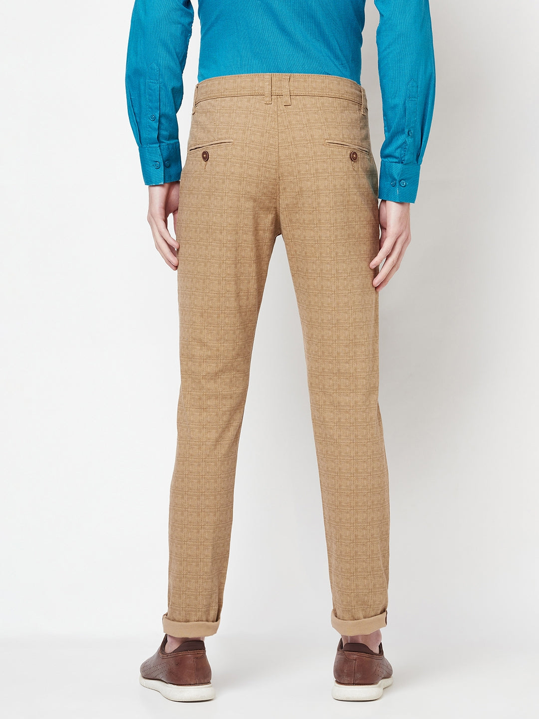 Brown Checked Trousers - Men Trousers