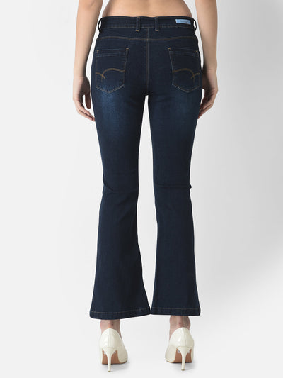  Navy Blue Distresses Boot-Cut Jeans