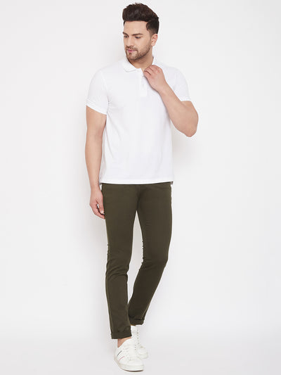 Olive Slim Fit Trousers - Men Trousers