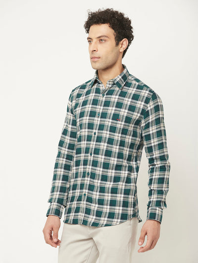   Teal Green Shirt in Tartan Checks 