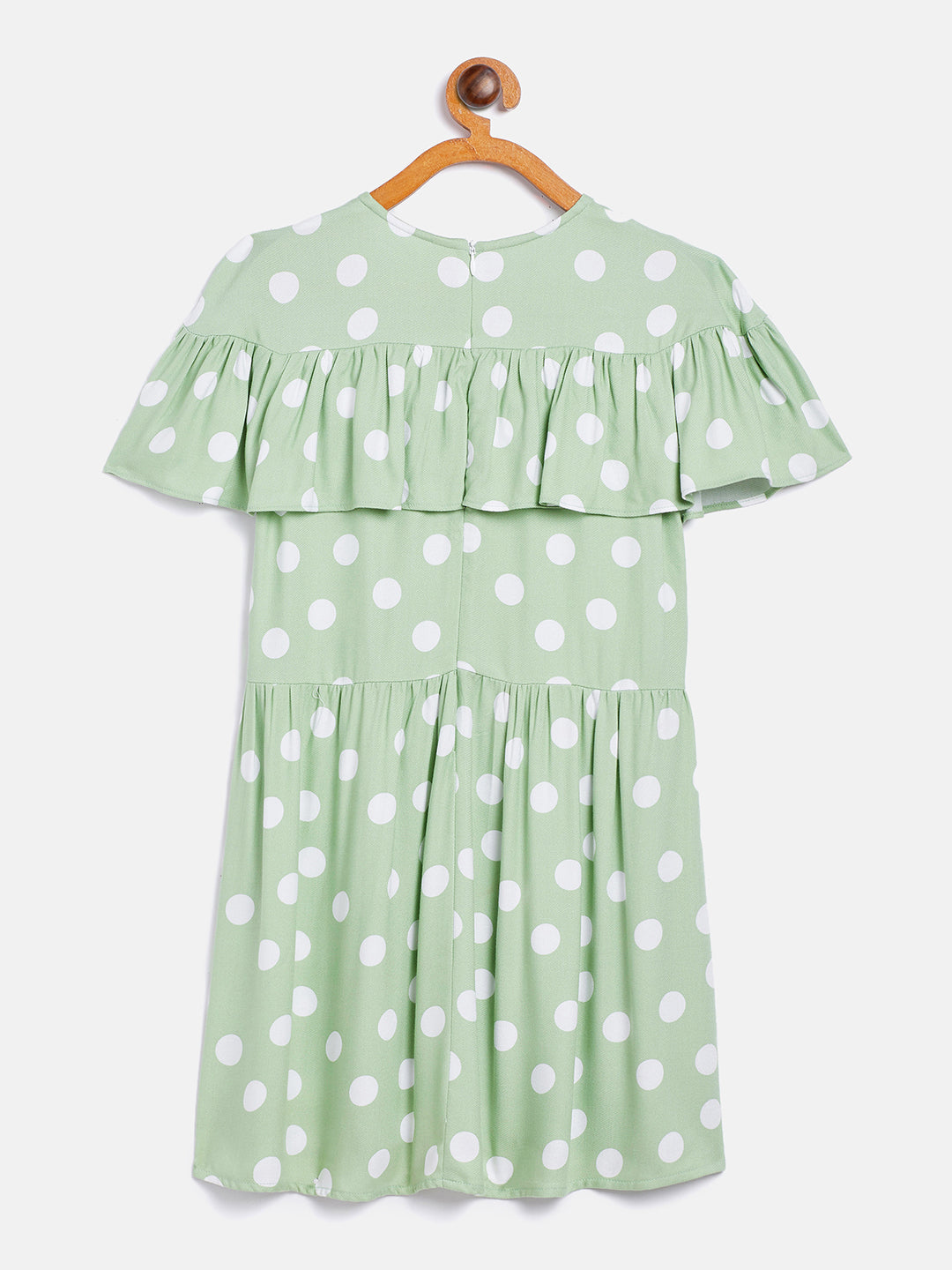 Mint Green Polka Dots Fit and Flare Dress - Girls Dress