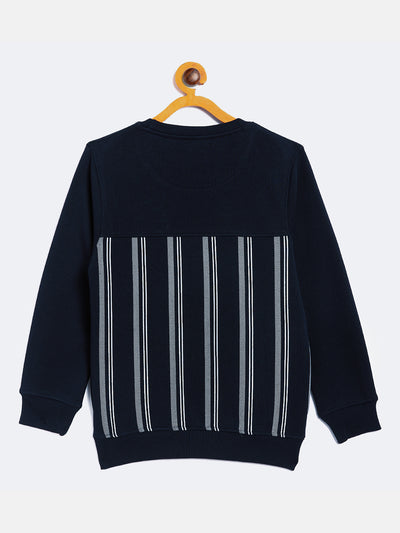 Navy Blue Printed Round Neck Sweatshirt - Boys Sweatshirts