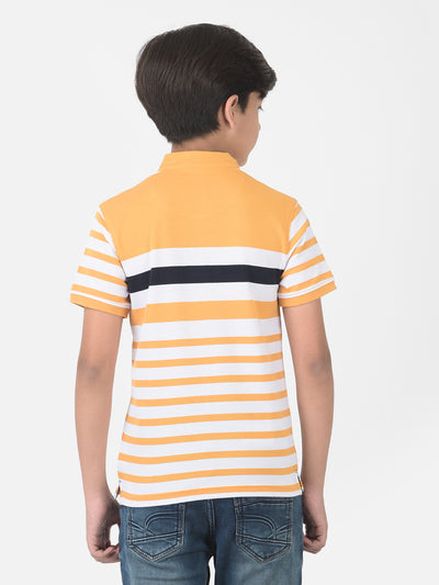 Yellow Striped High Neck T-shirt - Boys T-Shirts