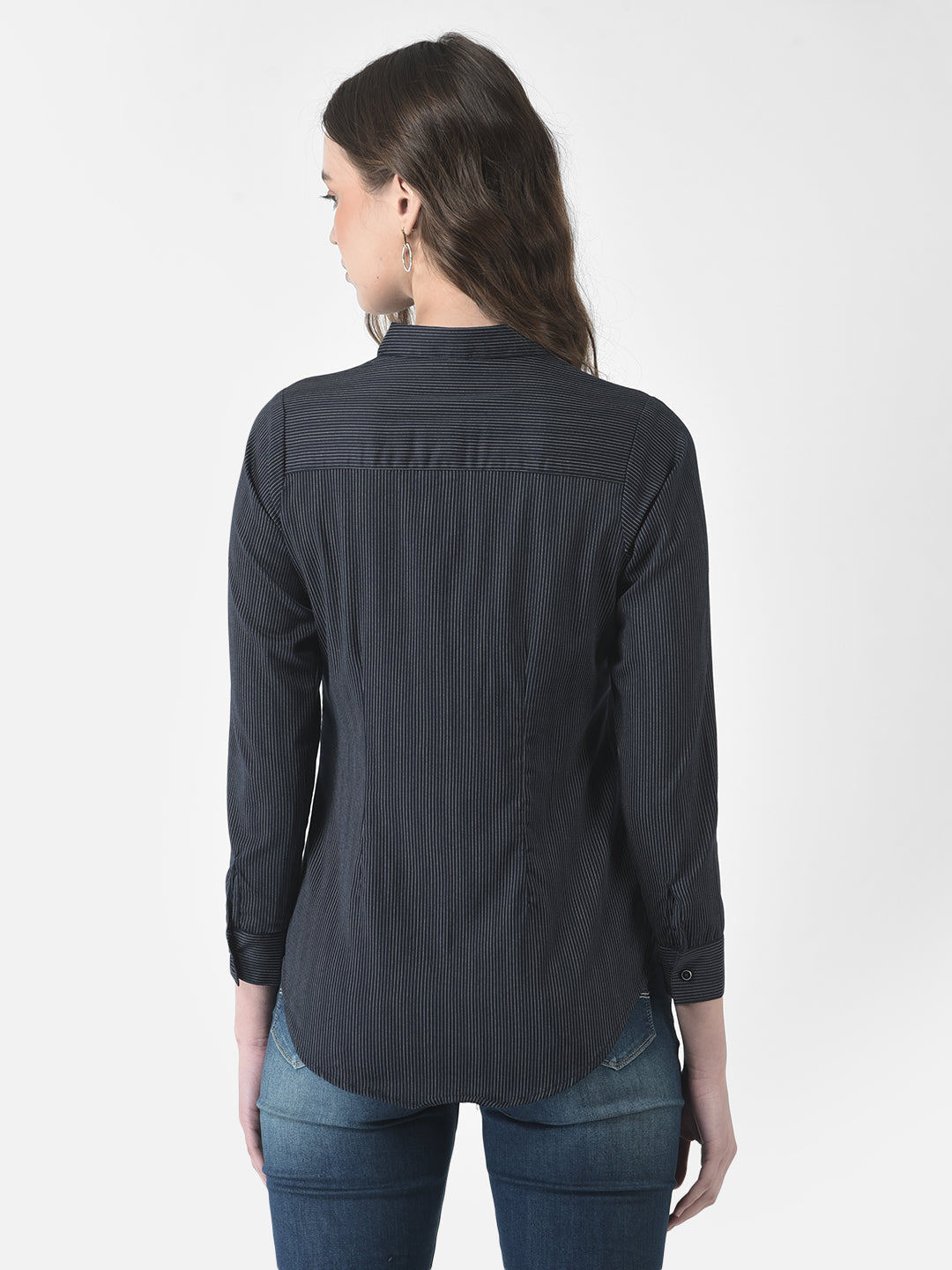  Navy Blue Pin-Stripe Shirt