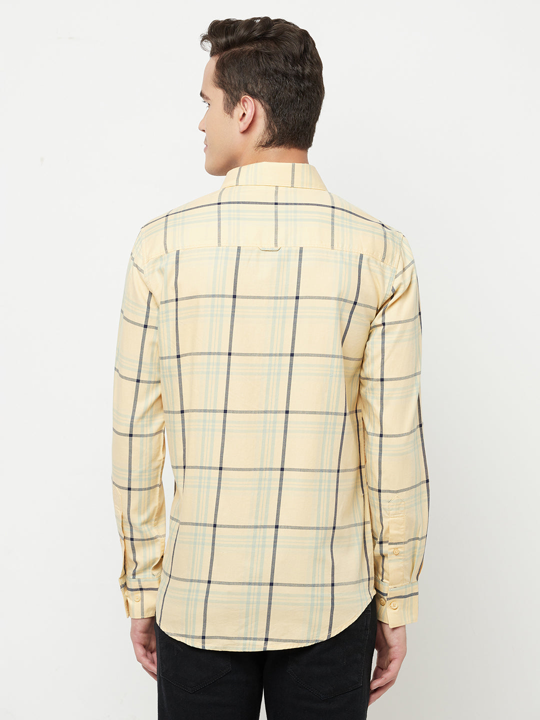 Yellow Checked Shirt - Men Shirts