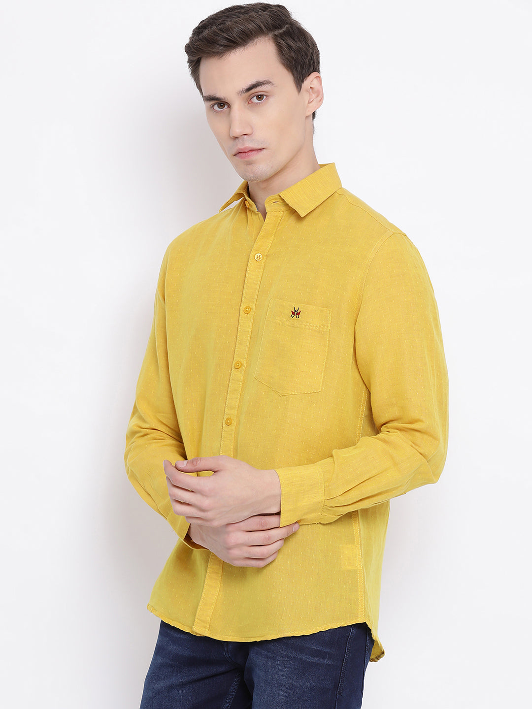 Yellow Printed Shirt - Men Shirts