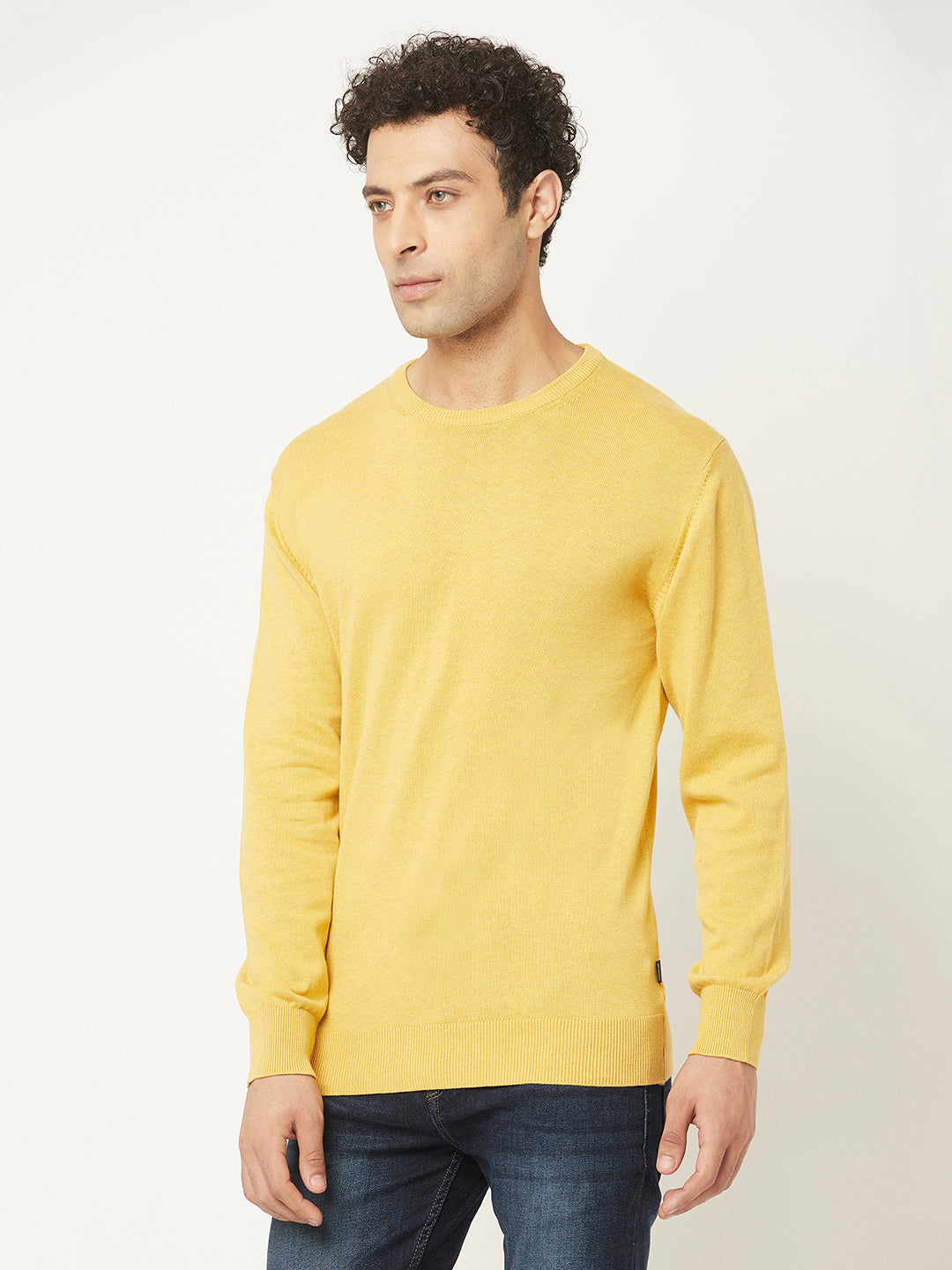 Yellow Sweater in Pure Cotton-Men Sweaters-Crimsoune Club