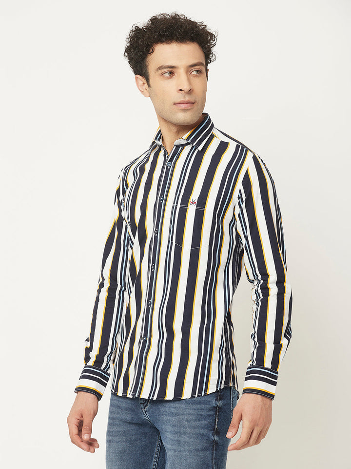   Barcode Striped Shirt with Logo Detailing 
