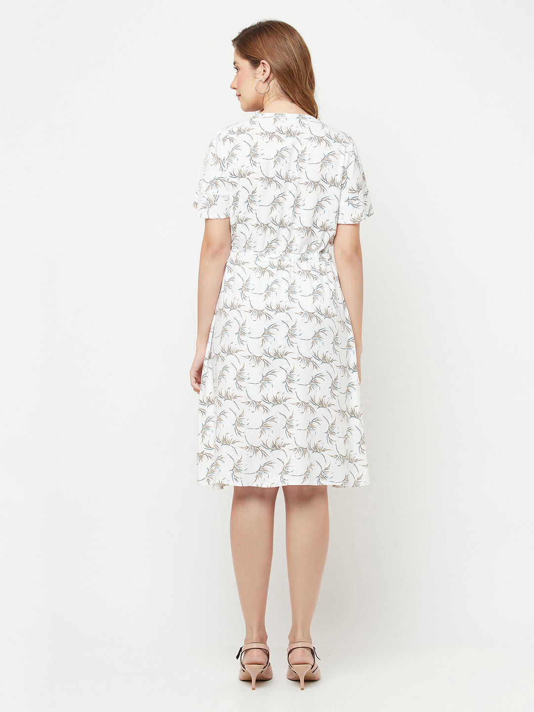 White Floral Midi Dress - Women Dresses