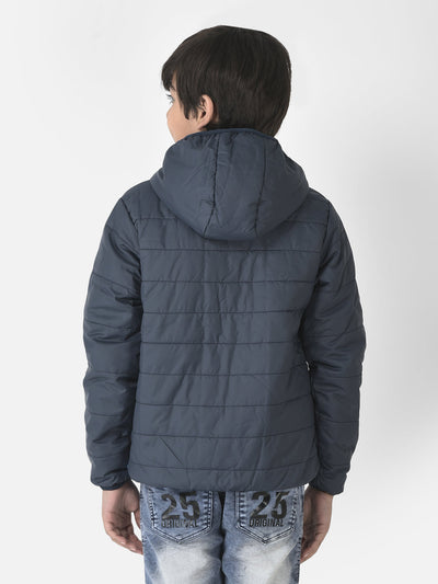  Hooded Blue Colour-Blocked Jacket 