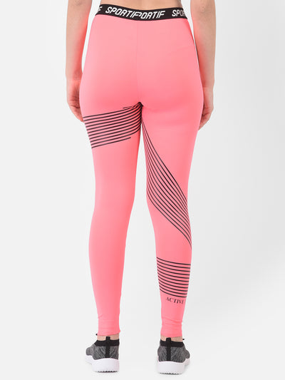 Pink Printed High Waisted Track Pants - Women Track Pants