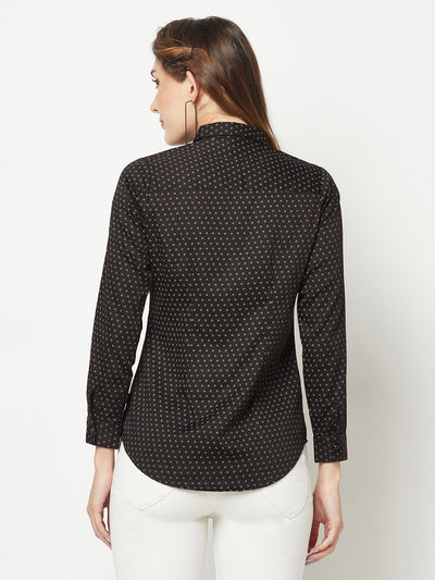  Black Mini-Motif Printed Shirt 