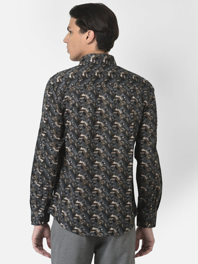 Grey Shirt in Abstract Print 