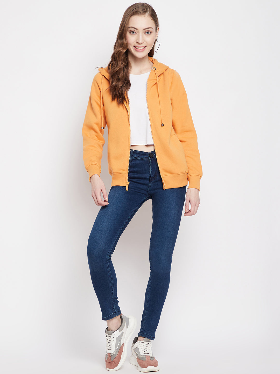 Mustard Hooded Sweatshirt - Women Sweatshirts