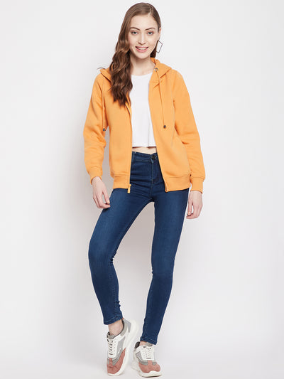 Mustard Hooded Sweatshirt - Women Sweatshirts
