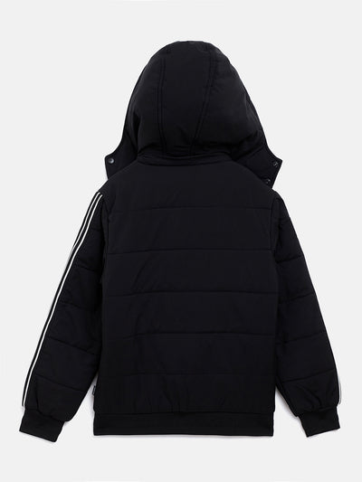 Black Detachable Hood Jacket - Boys Jacket