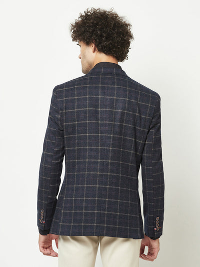  Navy Blue Checked Blazer