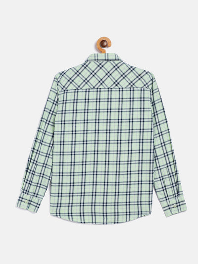 Mint Green Checked Casual Shirt - Boys Shirts
