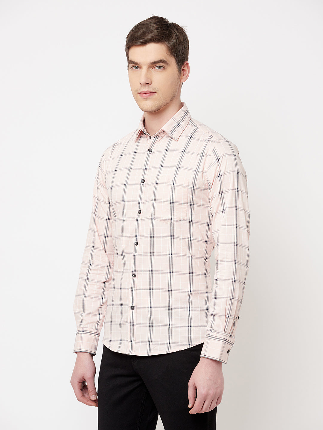 Peach Checked Casual Shirt - Men Shirts