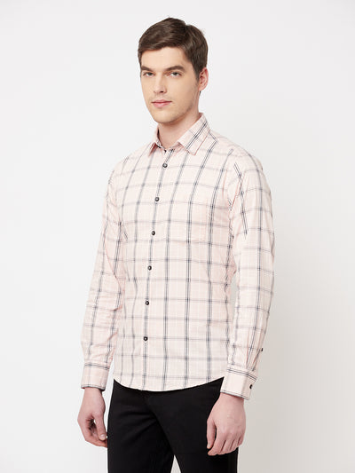Peach Checked Casual Shirt - Men Shirts