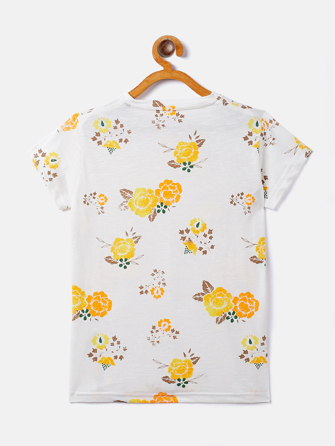 Off White Printed Round Neck T-Shirt - Girls T-Shirts