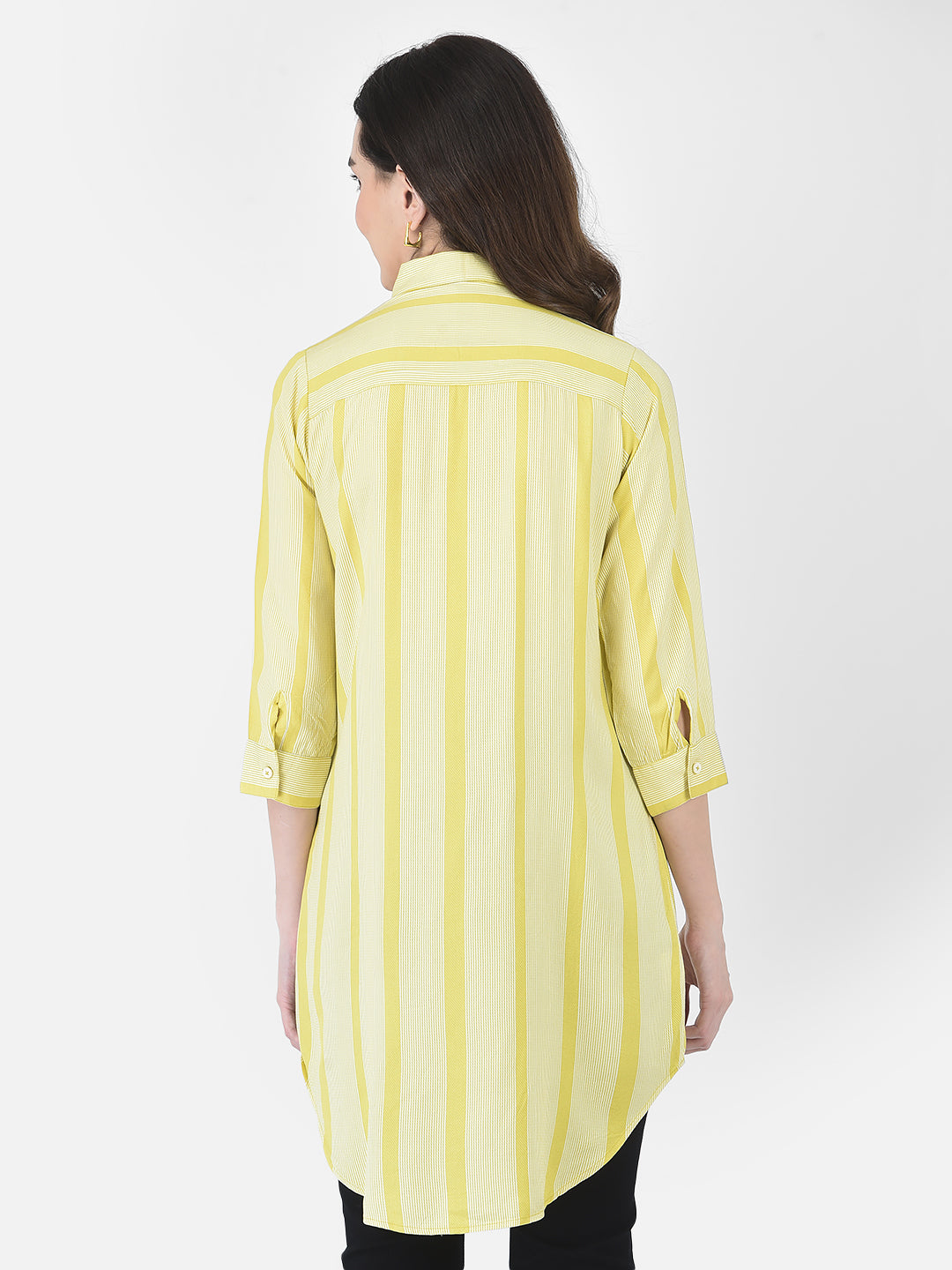 Yellow Striped Longline Shirt - Women Shirts