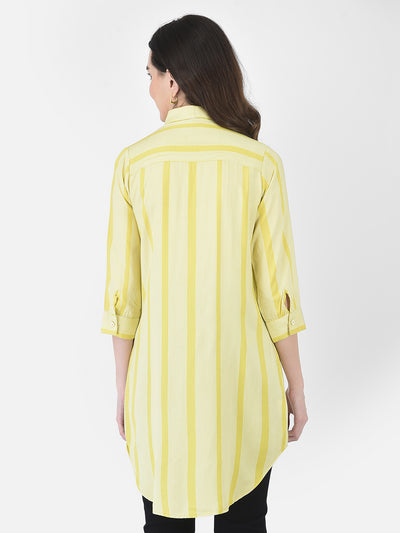 Yellow Striped Longline Shirt - Women Shirts