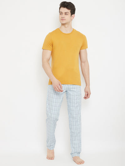 Blue Checked Straight Lounge Pants - Men Lounge Pants