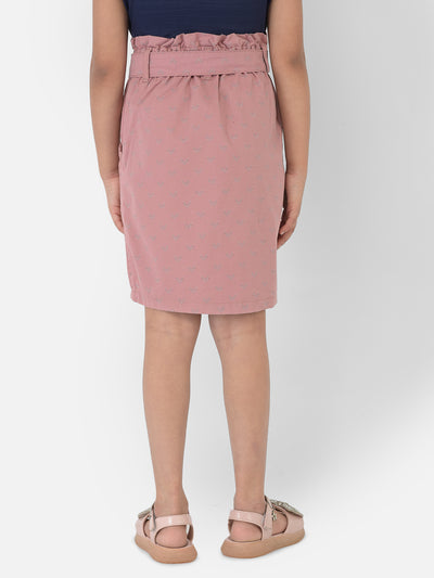 Pink Printed Skirt With Belt - Girls Skirts