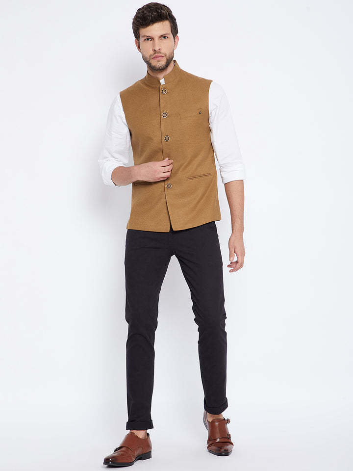 Brown Solid Waist Coat-Mens Waist Coat-Crimsoune Club