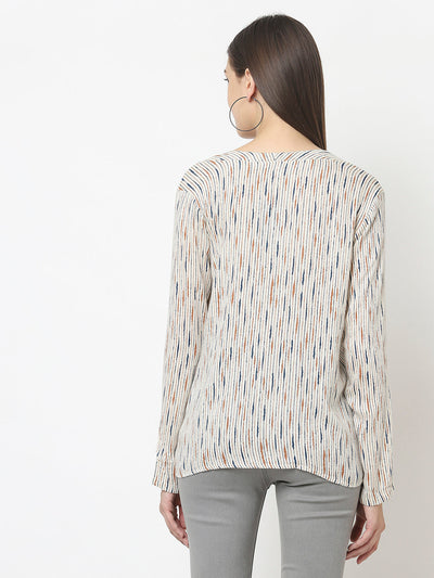 Teasing Peach Top in Abstract Print