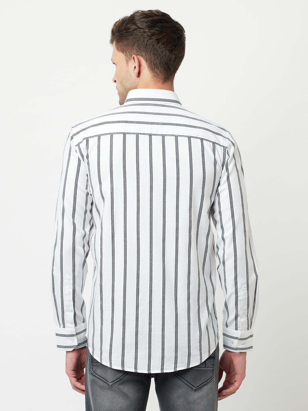 White Striped Shirt-Men Shirts-Crimsoune Club