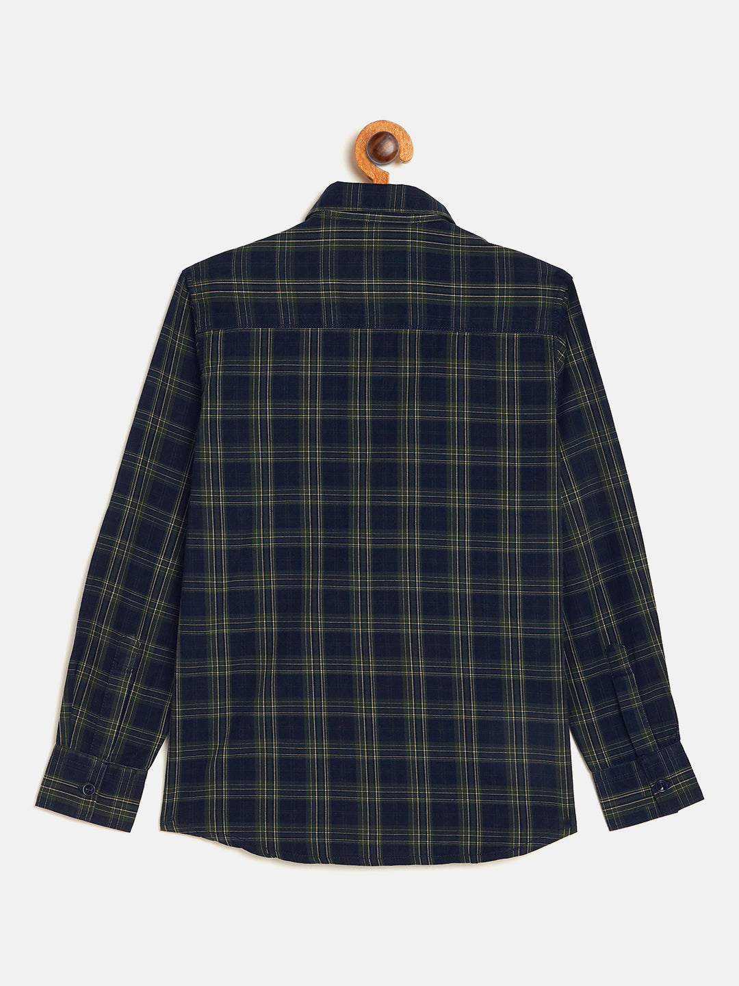 Navy Blue Checked Full Sleeves Shirt - Boys Shirts